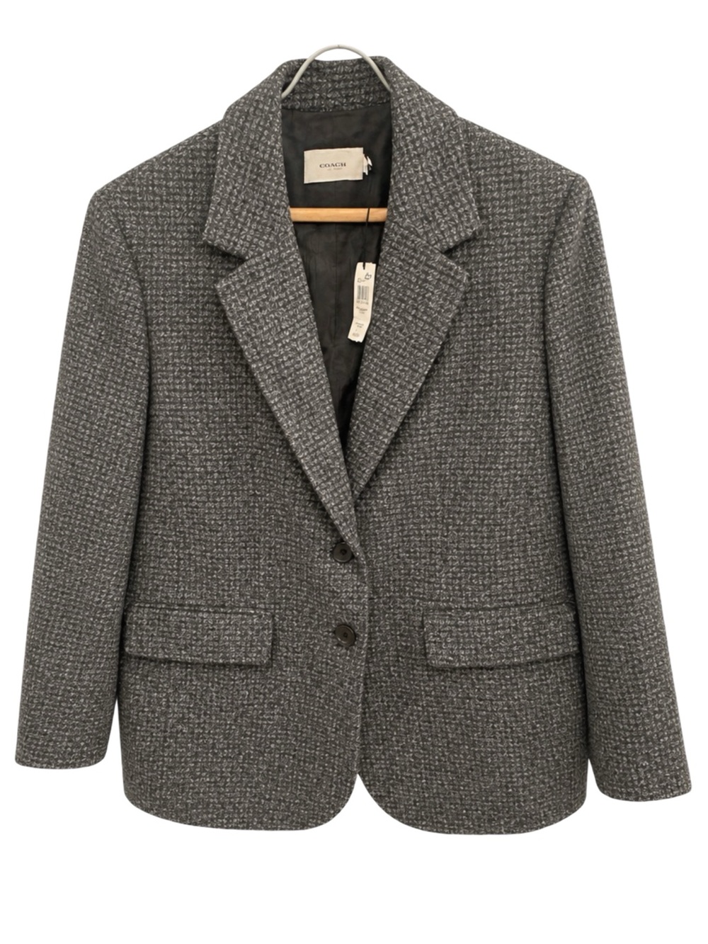 Coach Gray Tweed Single-Breasted Blazer Jacket size S NWTS